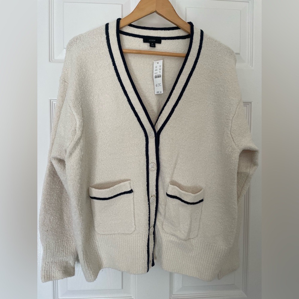 NWT J.Crew Piped Cardigan Sweater